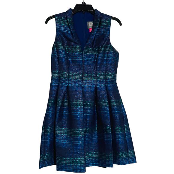 Vince Camuto Sleeveless V-Neck Fit and Flare Jacquard Dress, Sz 8— NWT - Picture 2 of 10